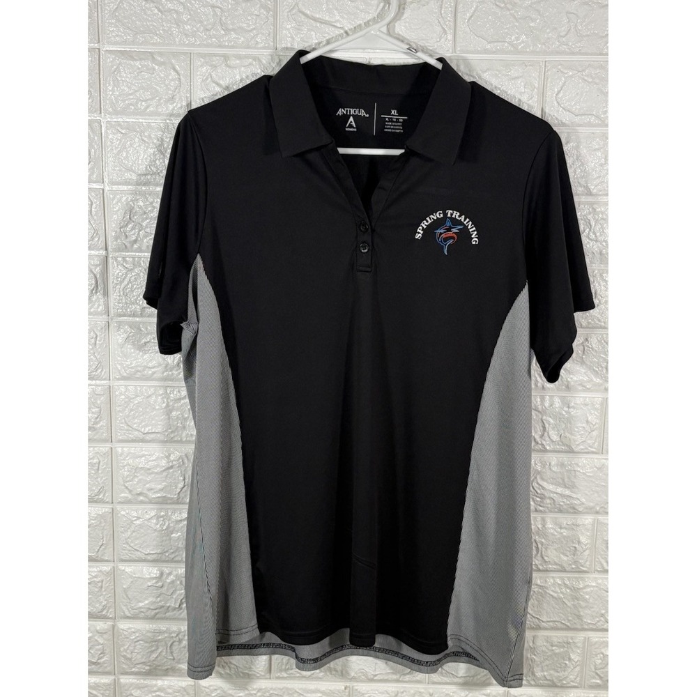 ANTIGUA WOMENS SHIRT SIZE XL BLACK GRAY MIAMI MARLINS SPRING‎ TRAINING